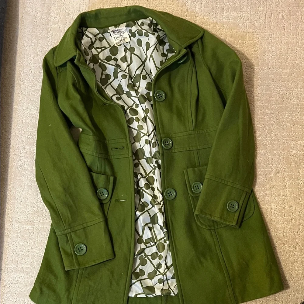 Tulle Olive Green Women's Coat size S - Picture 5 of 5